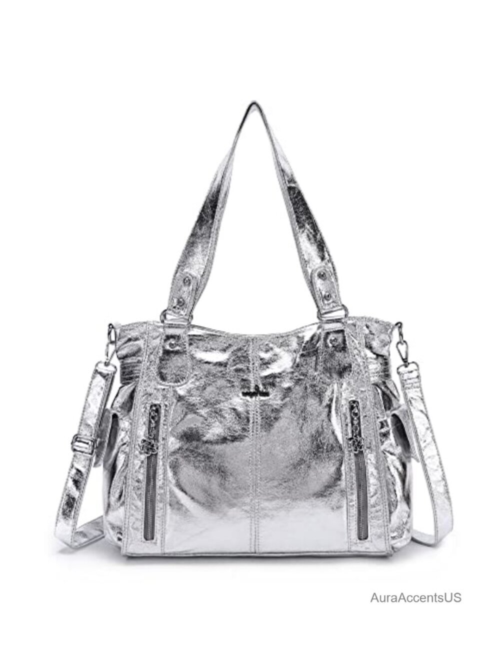 Washed PU Hobo Purse Tote Shoulder Bag Vegan Leather Crossbody